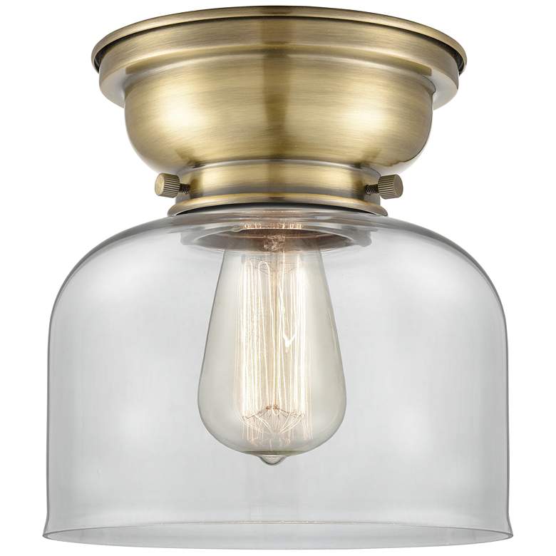 Image 1 Aditi Bell 8" Antique Brass Flush Mount w/ Clear Shade