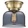 Aditi Bell 8" Antique Brass Flush Mount w/ Plated Smoke Shade