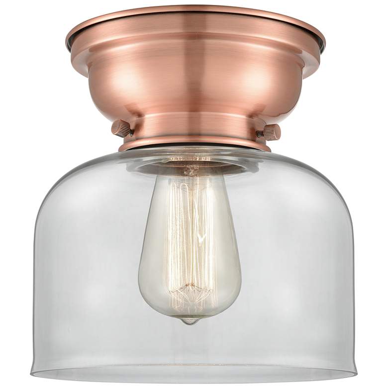 Image 1 Aditi Bell 8" Antique Copper Flush Mount w/ Clear Shade