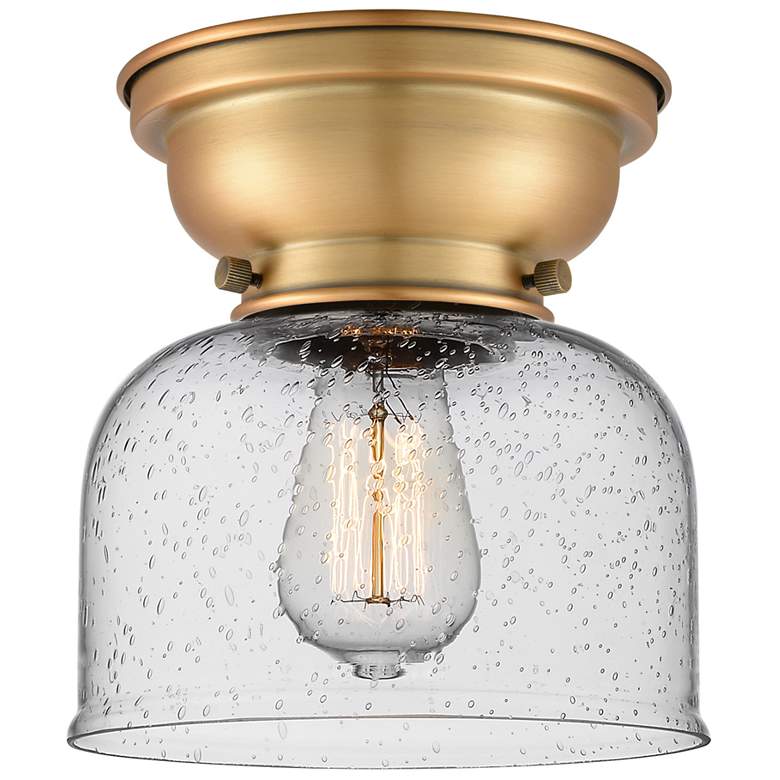 Image 1 Aditi Bell 8" Brushed Brass Flush Mount w/ Seedy Shade
