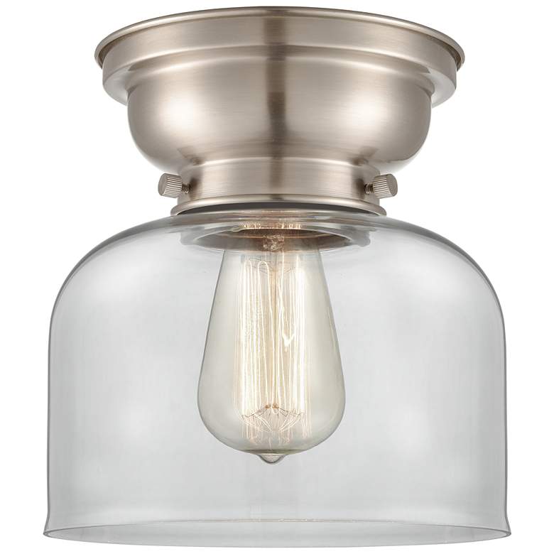 Image 1 Aditi Bell 8" Brushed Satin Nickel Flush Mount w/ Clear Shade