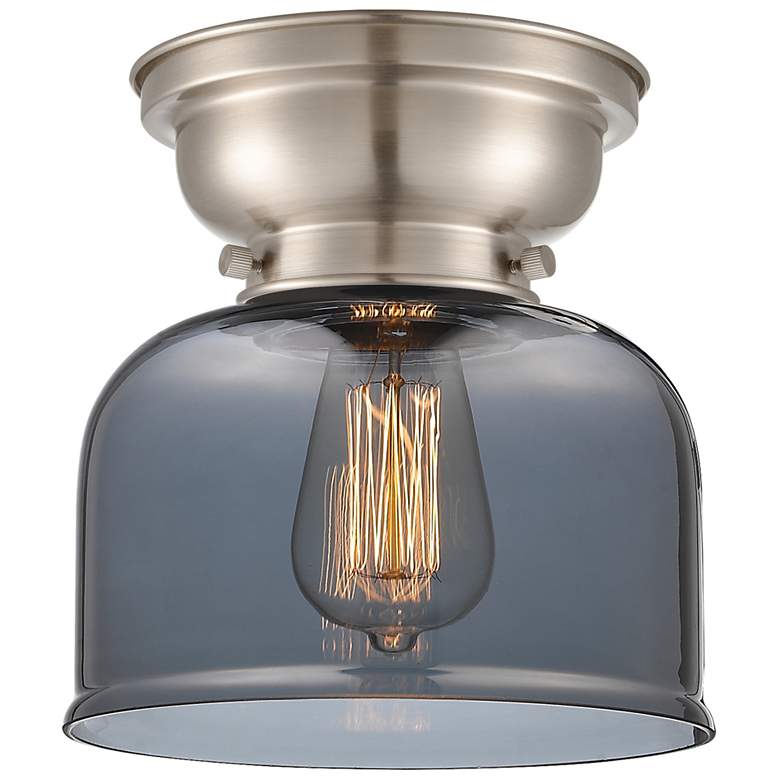 Image 1 Aditi Bell 8" Brushed Satin Nickel Flush Mount w/ Plated Smoke Shade