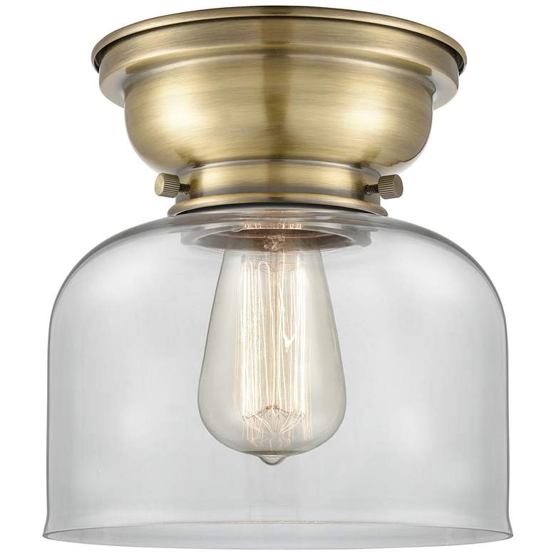 Image 1 Aditi Bell 8" LED Flush Mount - Antique Brass - Clear Shade