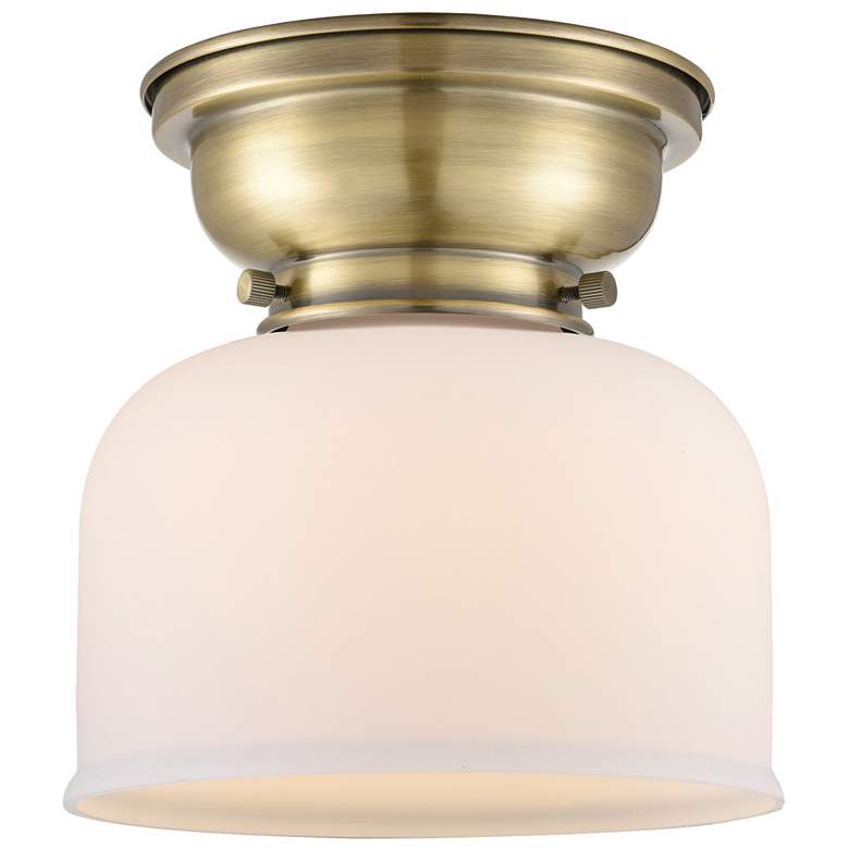 Image 1 Aditi Bell 8" LED Flush Mount - Antique Brass - Matte White Shade