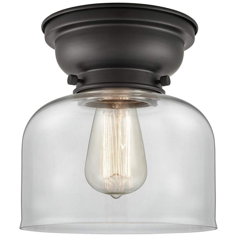 Image 1 Aditi Bell 8" LED Flush Mount - Matte Black - Clear Shade