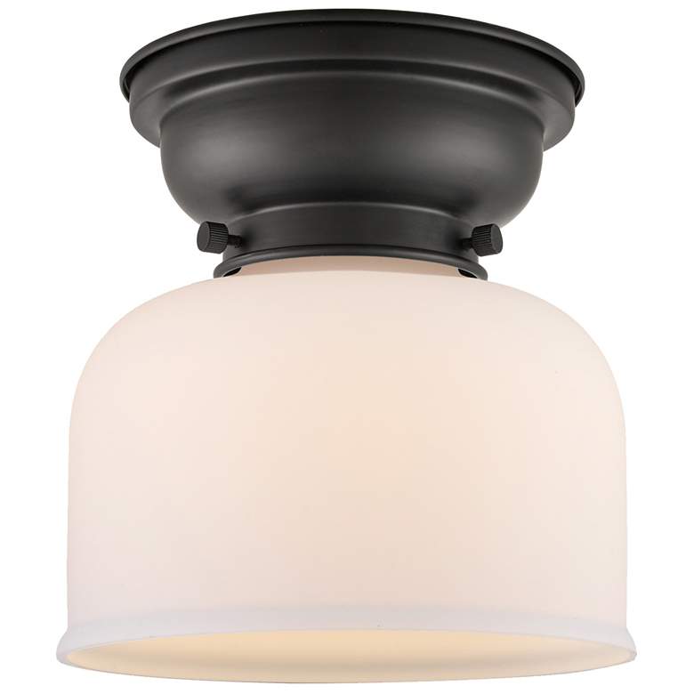 Image 1 Aditi Bell 8" LED Flush Mount - Matte Black - Matte White Shade