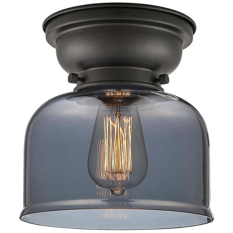 Image 1 Aditi Bell 8" LED Flush Mount - Matte Black - Plated Smoke Shade