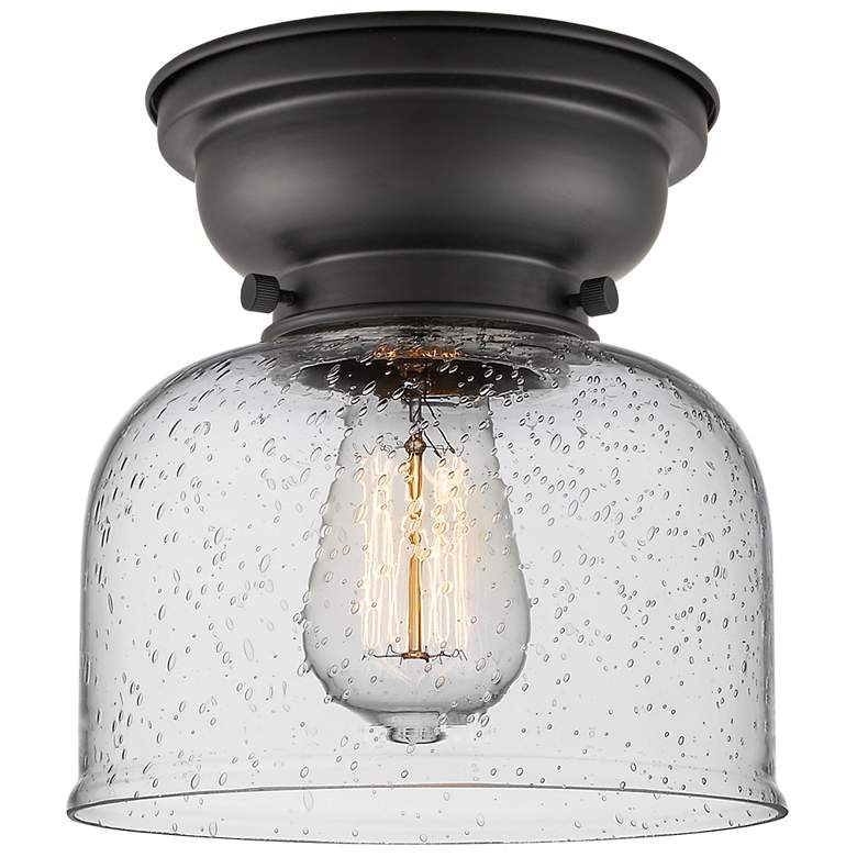 Image 1 Aditi Bell 8" LED Flush Mount - Matte Black - Seedy Shade