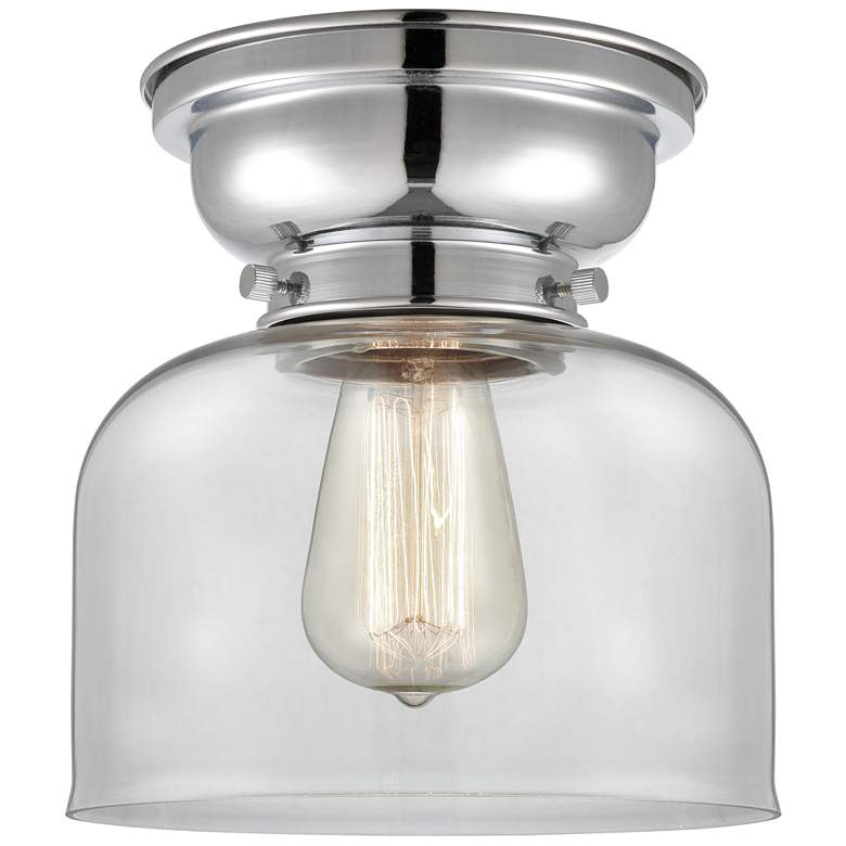 Image 1 Aditi Bell 8" Polished Chrome Flush Mount w/ Clear Shade