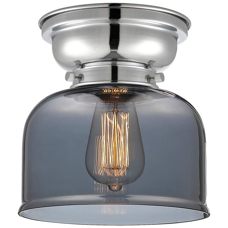 Image 1 Aditi Bell 8" Polished Chrome Flush Mount w/ Plated Smoke Shade