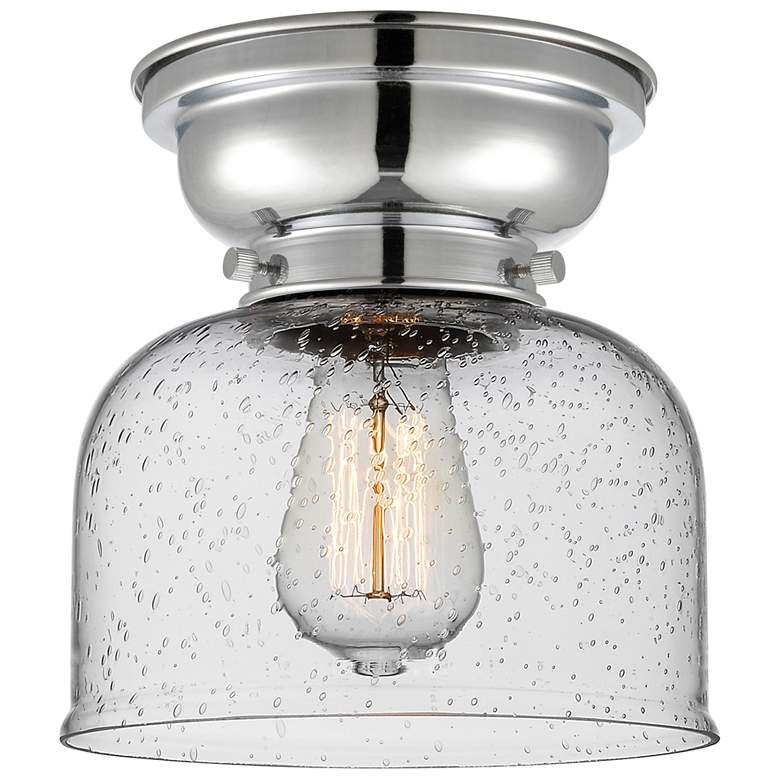 Image 1 Aditi Bell 8" Polished Chrome Flush Mount w/ Seedy Shade