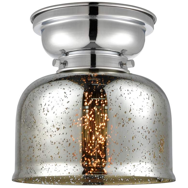 Image 1 Aditi Bell 8" Polished Chrome Flush Mount w/ Silver Plated Mercury Sha
