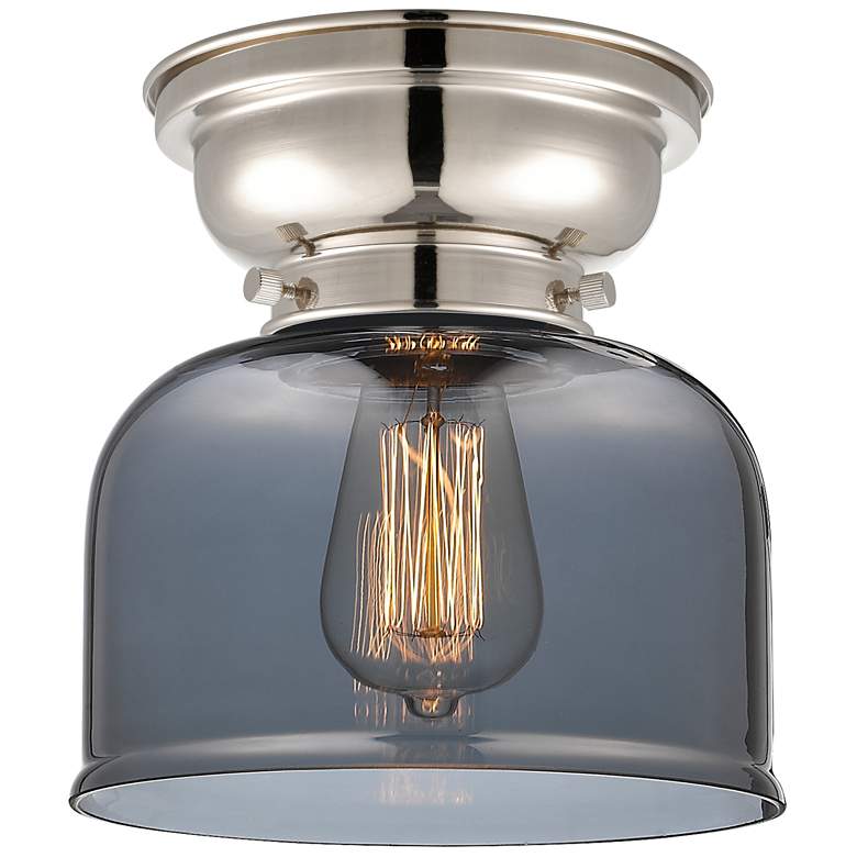 Image 1 Aditi Bell 8" Polished Nickel Flush Mount w/ Plated Smoke Shade