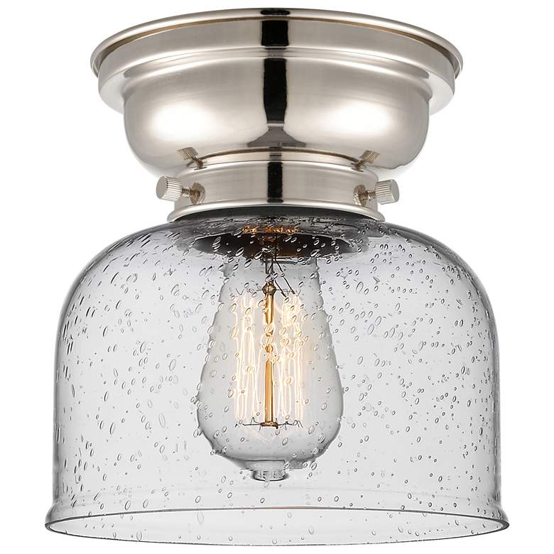 Image 1 Aditi Bell 8" Polished Nickel Flush Mount w/ Seedy Shade