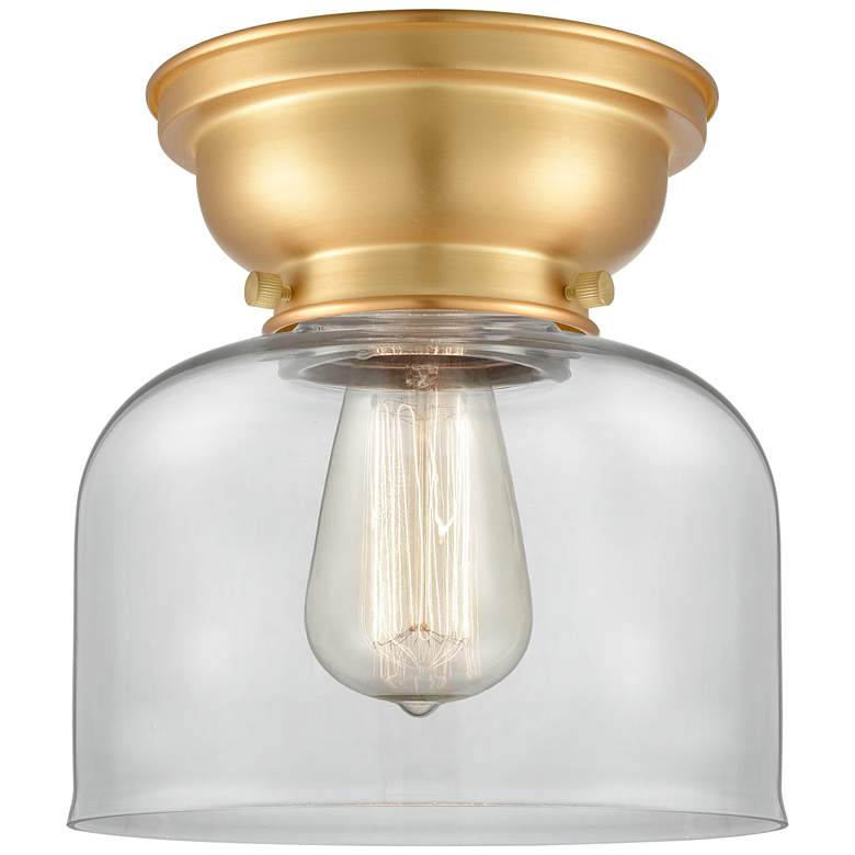 Image 1 Aditi Bell 8" Satin Gold Flush Mount w/ Clear Shade