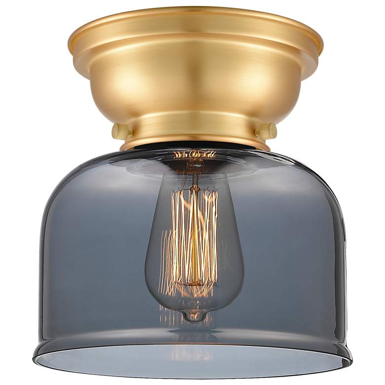 Image 1 Aditi Bell 8" Satin Gold Flush Mount w/ Plated Smoke Shade