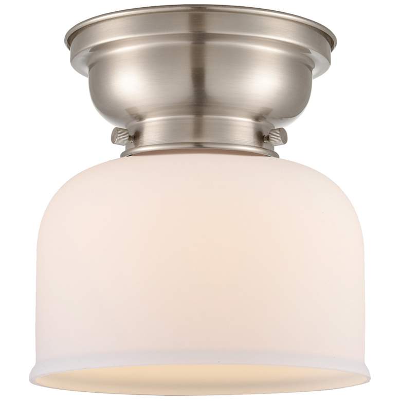 Image 1 Aditi Bell 8" LED Flush Mount - Brushed Satin Nickel - Matte White Shade