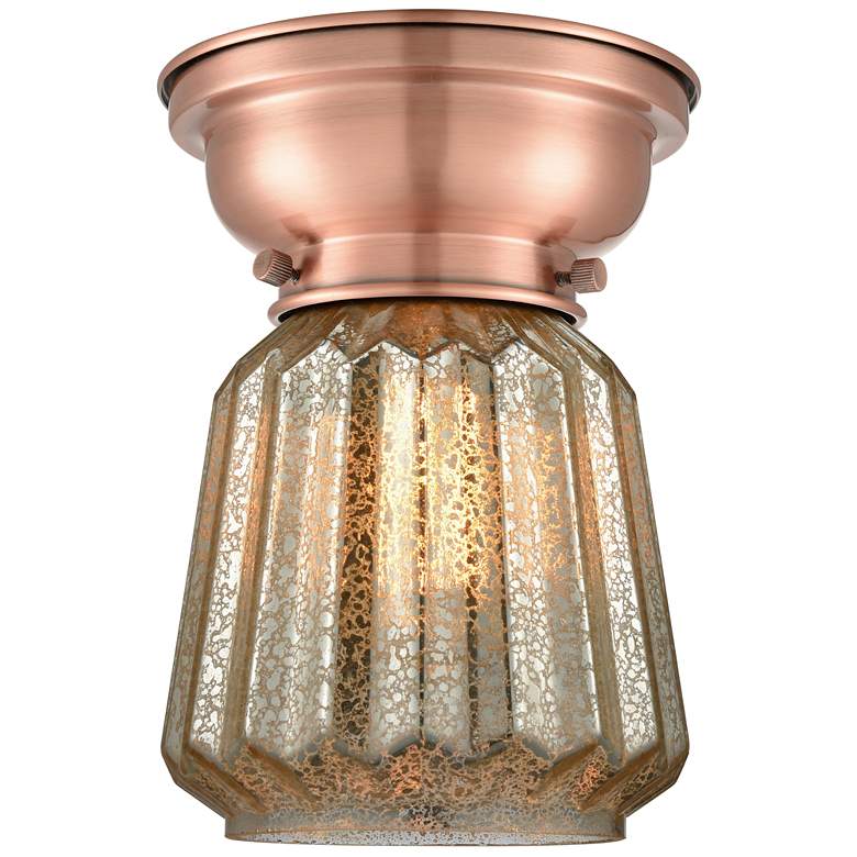 Image 1 Aditi Chatham 7" Wide Antique Copper Flush Mount With Mercury Shade