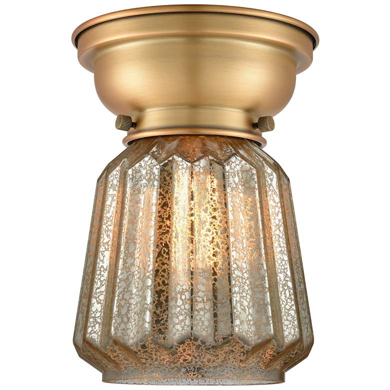 Image 1 Aditi Chatham 7" Wide Brushed Brass Flush Mount With Mercury Shade