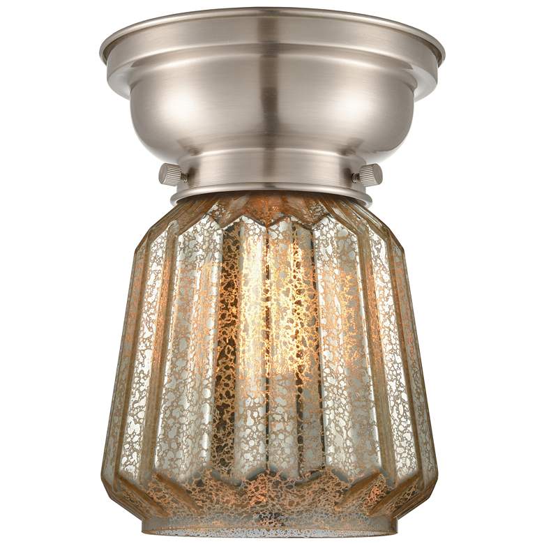Image 1 Aditi Chatham 7" Wide Brushed Satin Nickel Flush Mount With Mercury Sh