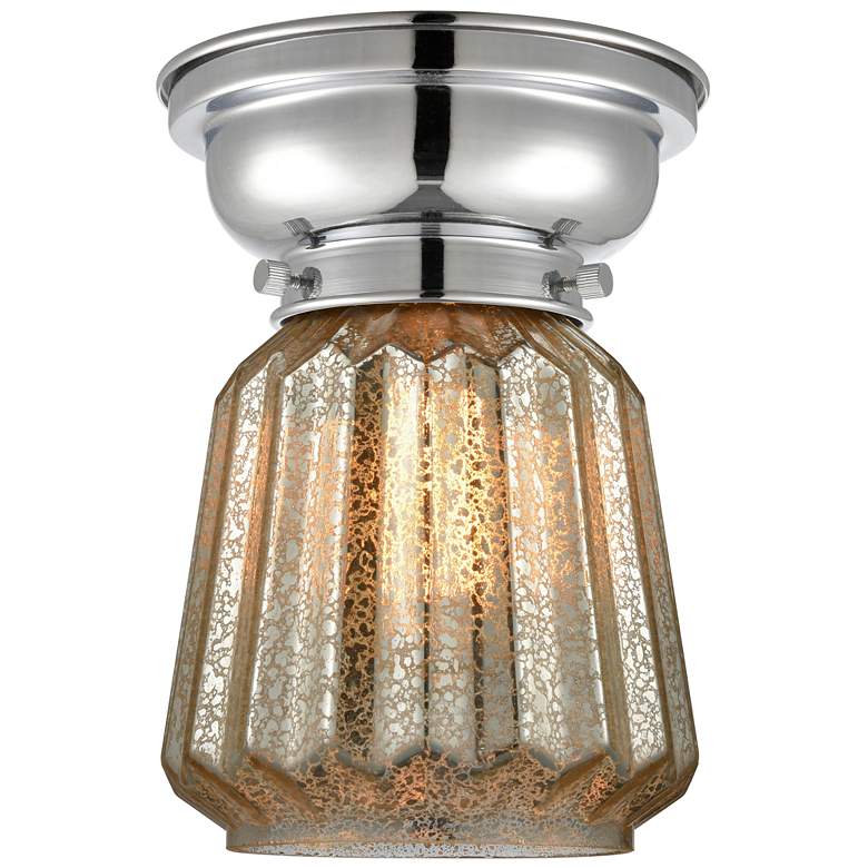 Image 1 Aditi Chatham 7" Wide Polished Chrome Flush Mount With Mercury Shade