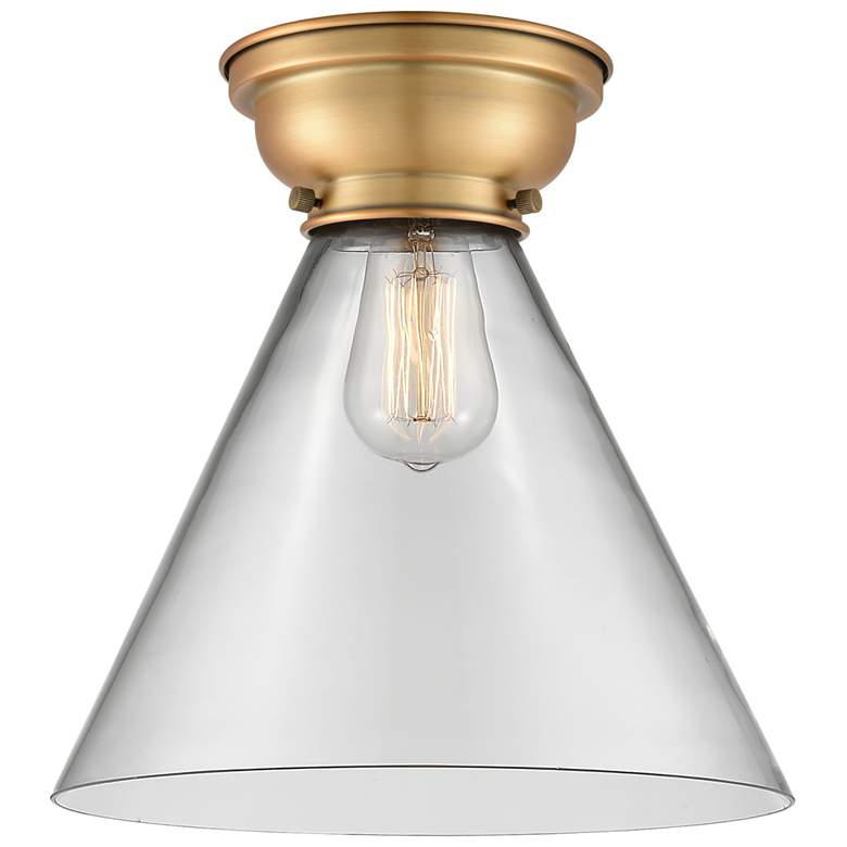 Image 1 Aditi Cone 12" Flush Mount - Brushed Brass - Clear Shade