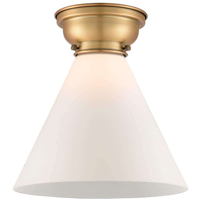 Image 1 Aditi Cone 12" Flush Mount - Brushed Brass - Matte White Shade