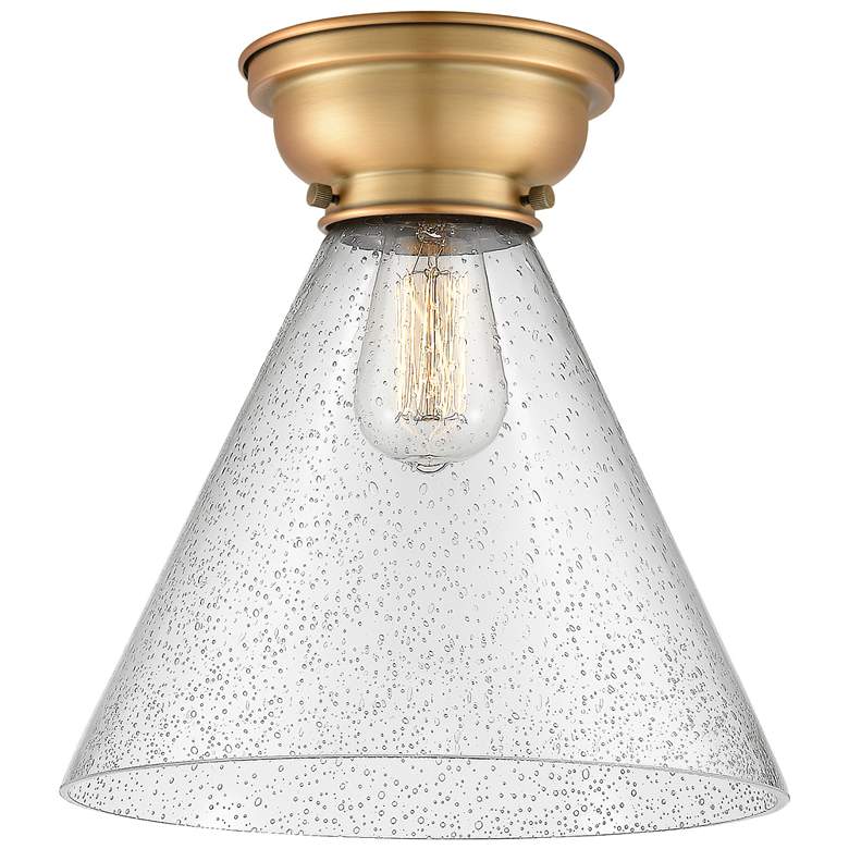 Image 1 Aditi Cone 12" Flush Mount - Brushed Brass - Seedy Shade