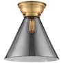 Aditi Cone 12" LED Flush Mount - Brushed Brass - Plated Smoke Shade