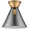 Aditi Cone 12" LED Flush Mount - Brushed Brass - Plated Smoke Shade