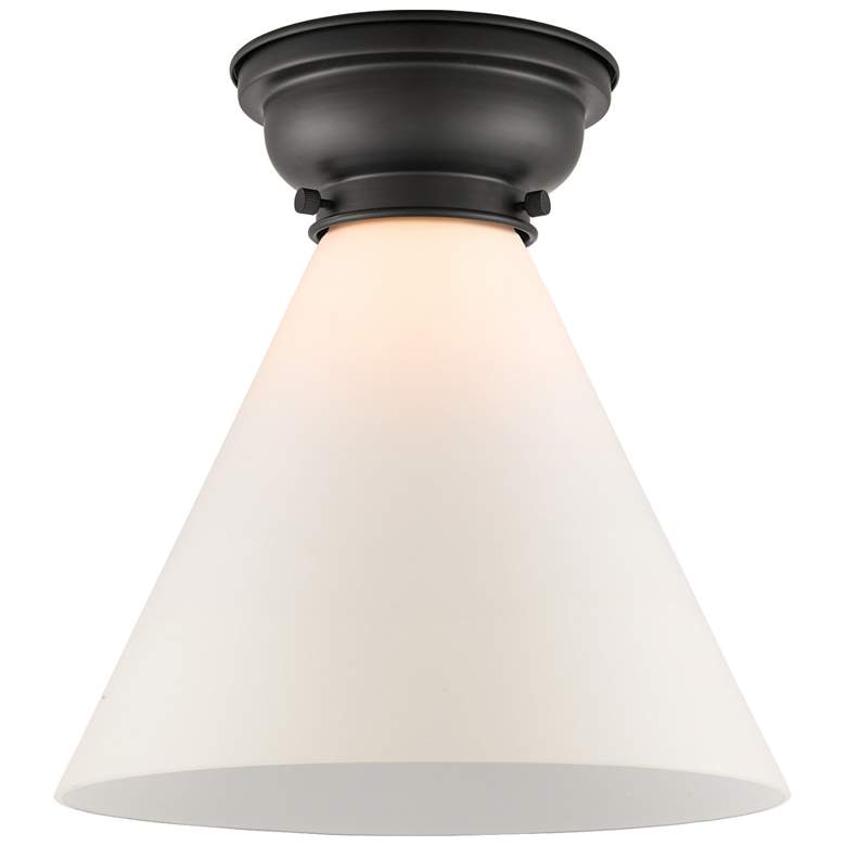 Image 1 Aditi Cone 12" Matte Black Flush Mount w/ Matte White Shade