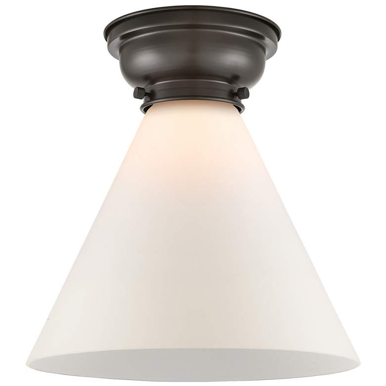 Image 1 Aditi Cone 12" Oil Rubbed Bronze Flush Mount w/ Matte White Shade