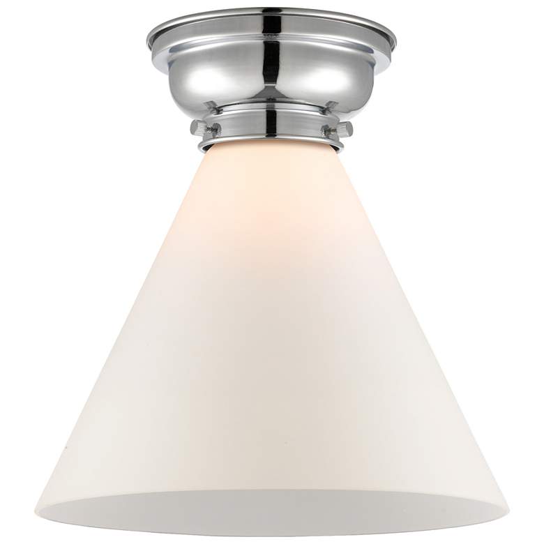 Image 1 Aditi Cone 12" Polished Chrome Flush Mount w/ Matte White Shade