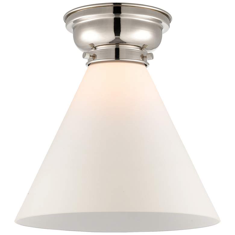 Image 1 Aditi Cone 12" Polished Nickel Flush Mount w/ Matte White Shade