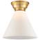 Aditi Cone 12" Satin Gold Flush Mount w/ Matte White Shade