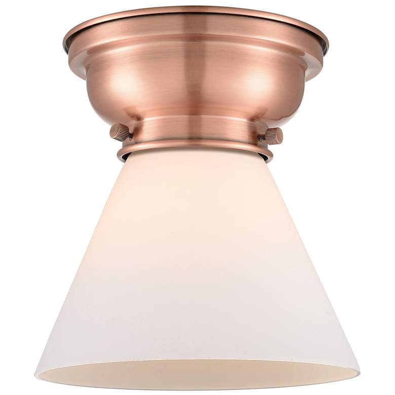 Image 1 Aditi Cone 8" Antique Copper Flush Mount w/ Matte White Shade