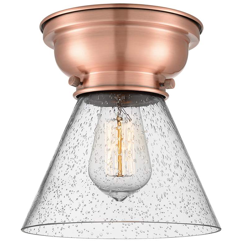 Image 1 Aditi Cone 8" Antique Copper Flush Mount w/ Seedy Shade