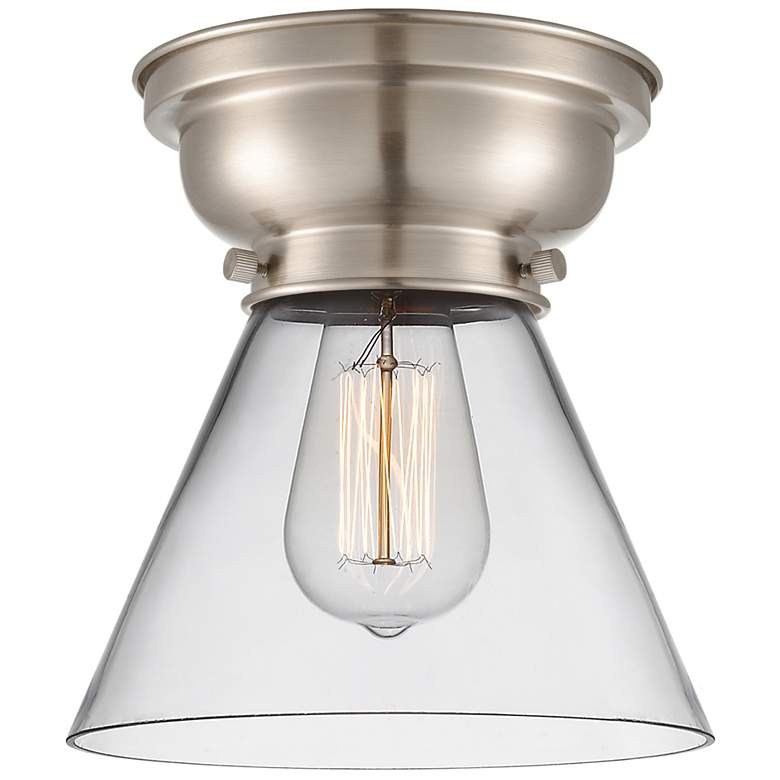 Image 1 Aditi Cone 8" Brushed Satin Nickel Flush Mount w/ Clear Shade