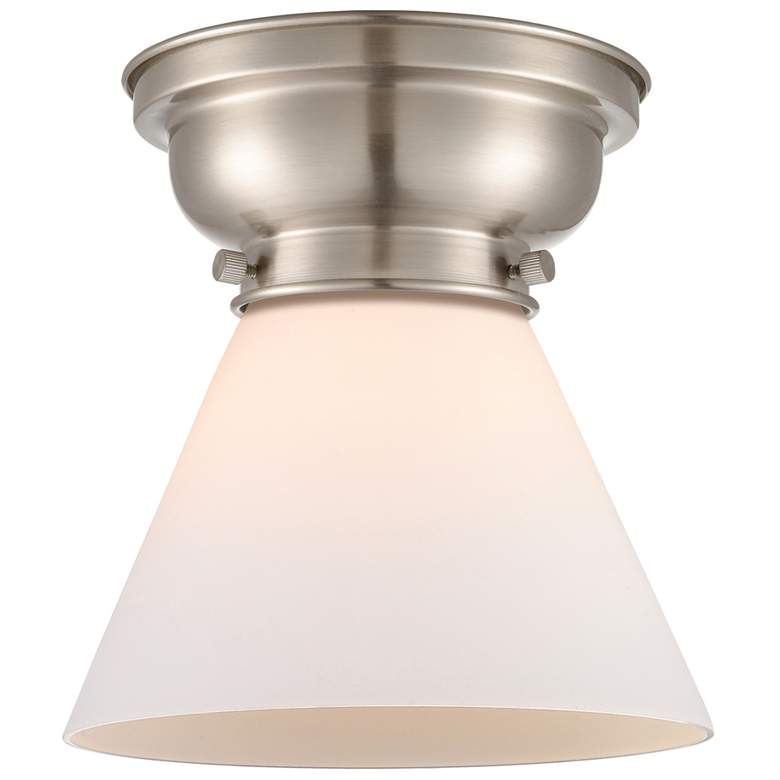 Image 1 Aditi Cone 8" Brushed Satin Nickel Flush Mount w/ Matte White Shade