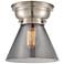 Aditi Cone 8" Brushed Satin Nickel Flush Mount w/ Plated Smoke Shade