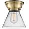 Aditi Cone 8" LED Flush Mount - Antique Brass - Clear Shade