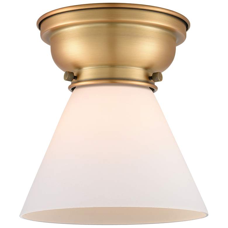 Image 1 Aditi Cone 8" LED Flush Mount - Brushed Brass - Matte White Shade