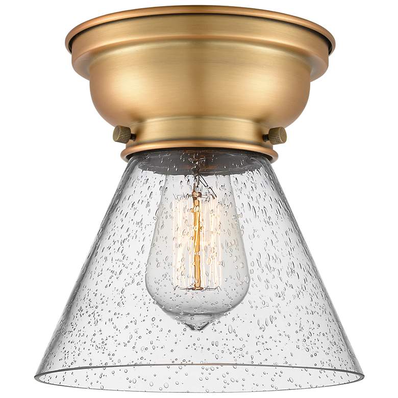 Image 1 Aditi Cone 8" LED Flush Mount - Brushed Brass - Seedy Shade