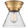 Aditi Cone 8" LED Flush Mount - Brushed Brass - Seedy Shade