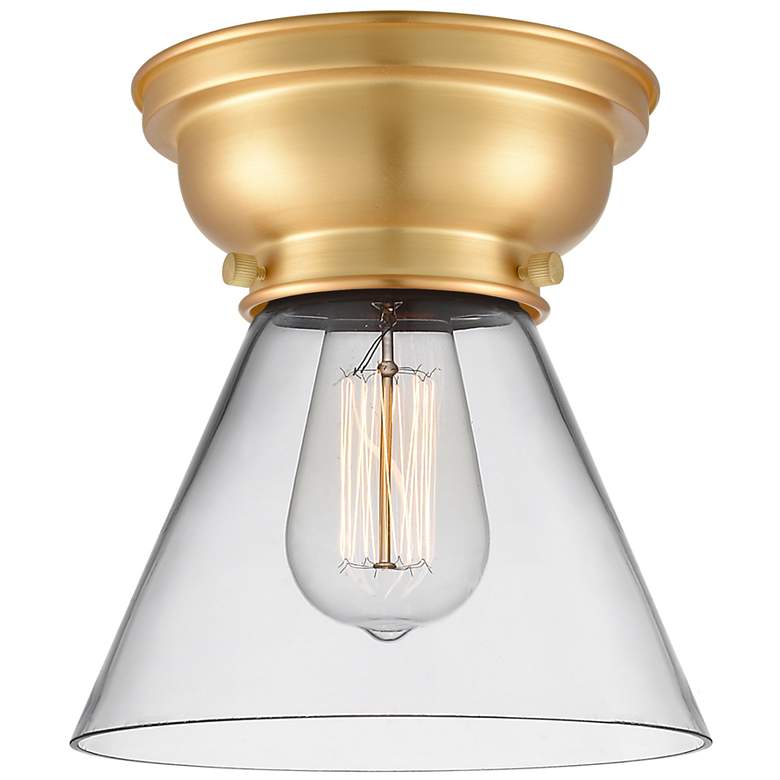 Image 1 Aditi Cone 8 inch LED Flush Mount - Satin Gold - Clear Shade