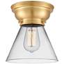 Aditi Cone 8" LED Flush Mount - Satin Gold - Clear Shade