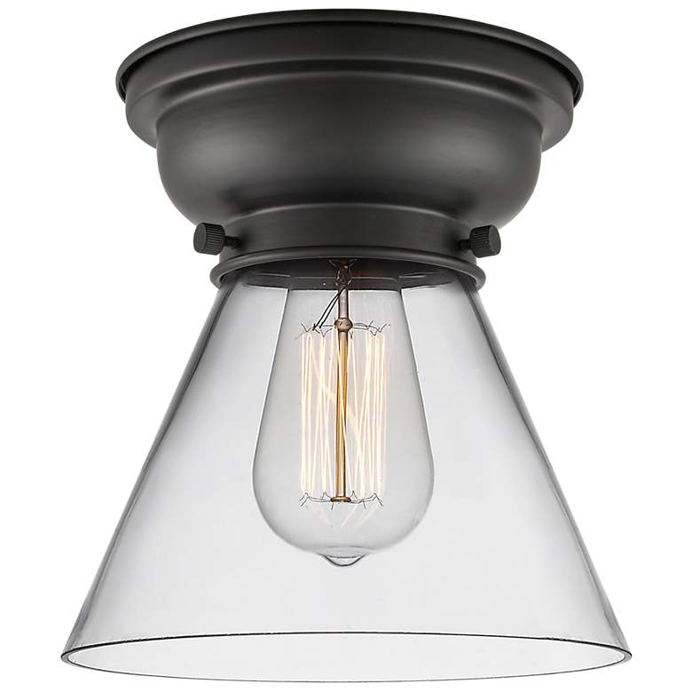 Image 1 Aditi Cone 8" Matte Black Flush Mount w/ Clear Shade