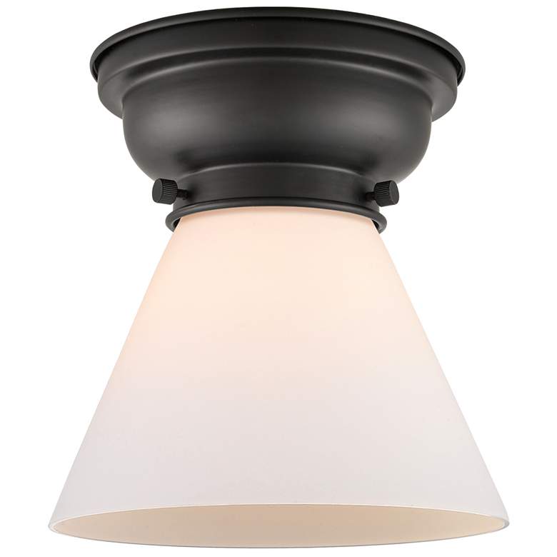 Image 1 Aditi Cone 8" Matte Black Flush Mount w/ Matte White Shade