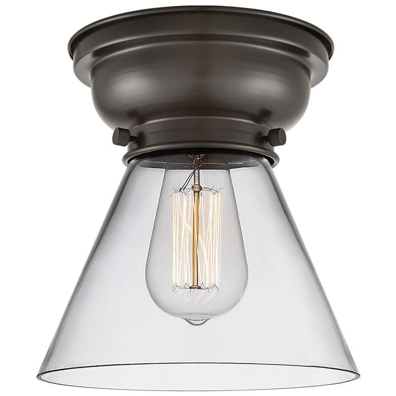 Image 1 Aditi Cone 8" Oil Rubbed Bronze Flush Mount w/ Clear Shade