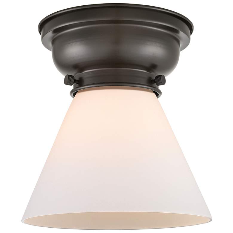 Image 1 Aditi Cone 8" Oil Rubbed Bronze Flush Mount w/ Matte White Shade